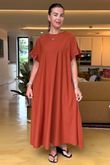 Made in Italy Summer Oscar Pure Cotton T Shirt Dress Rust /7 =